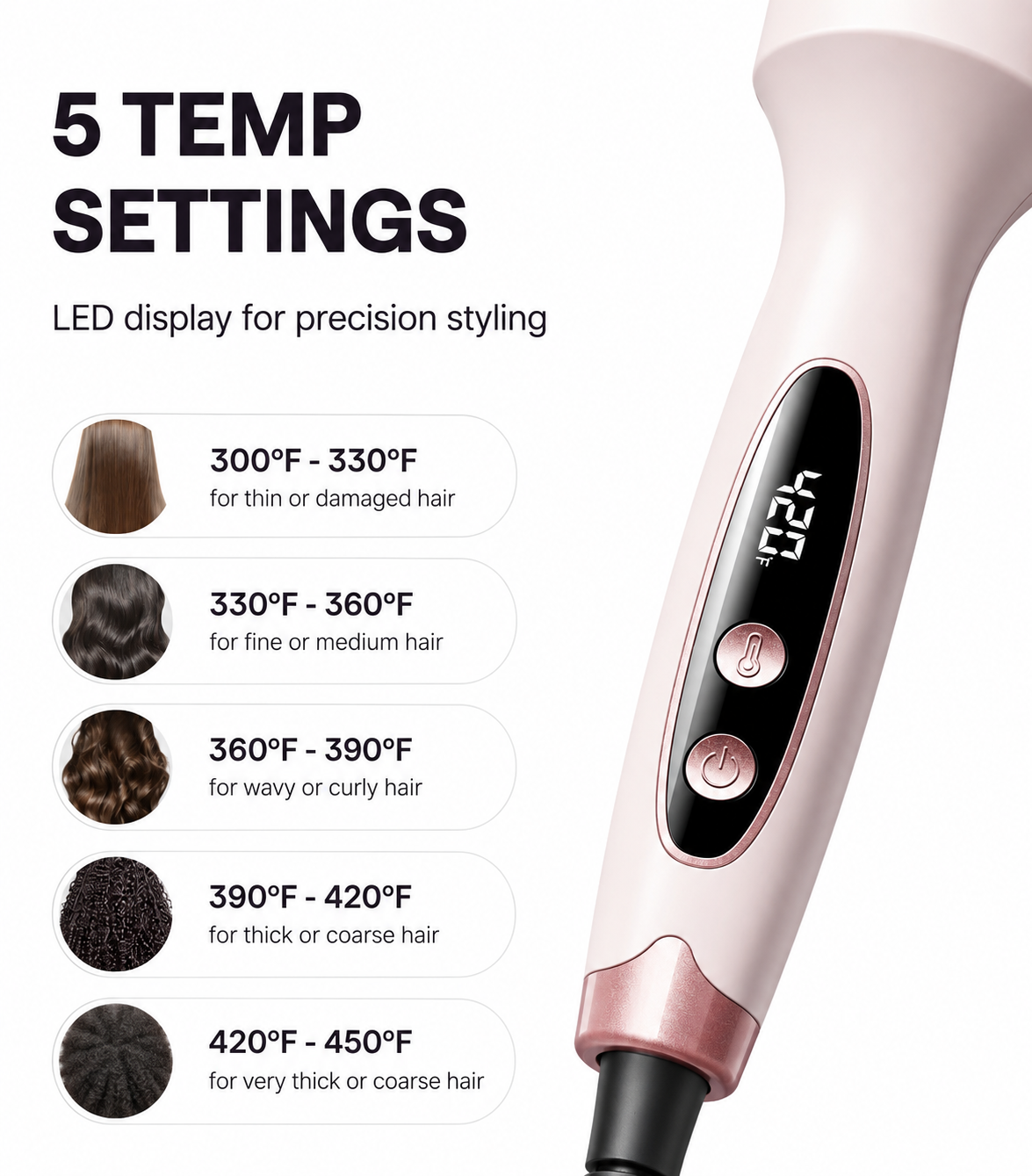 Style Pro™ Multifunktionell 3-i-1 Värmeborste för Uppsättning och Lockar  