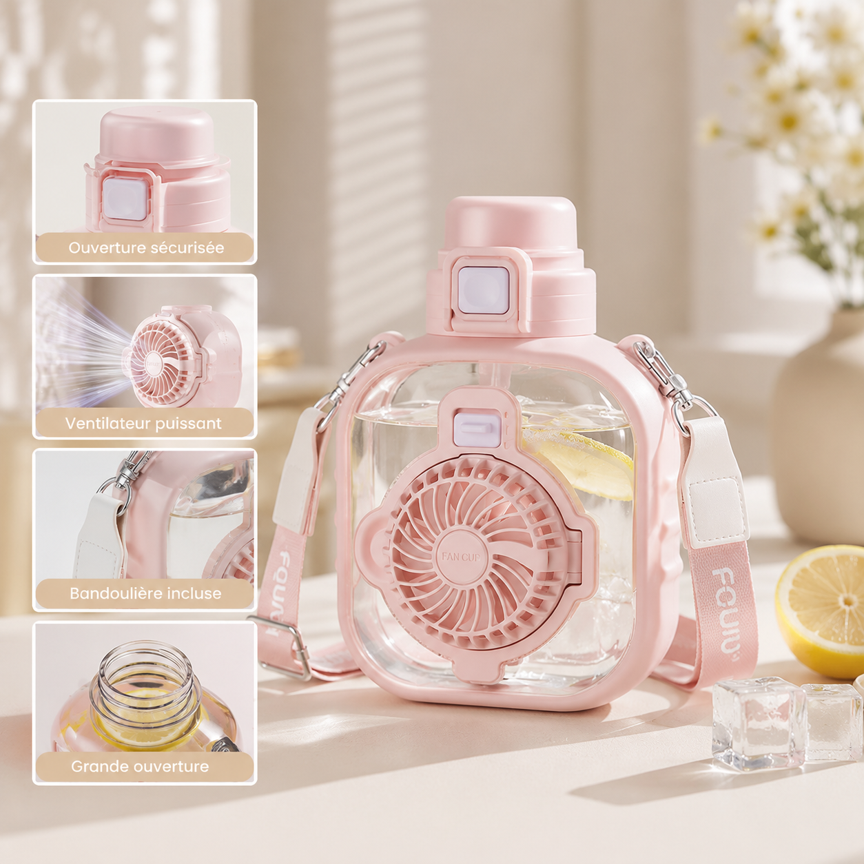 Ventilateur Gourde Portable avec Bandoulière